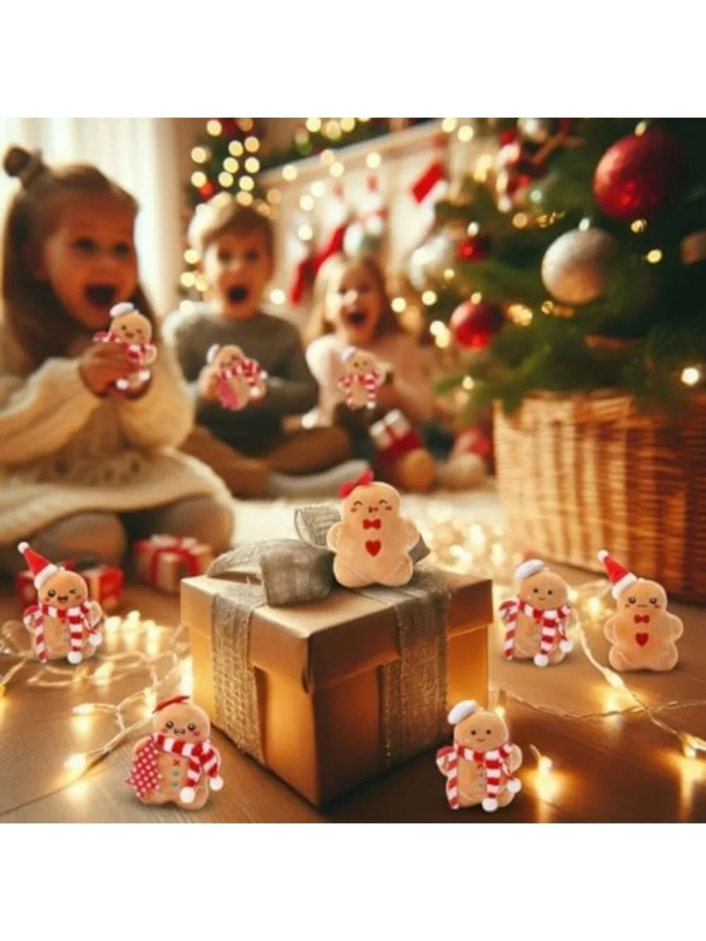15 Pcs Mini Gingerbread Man Plush Toys - Cute Keychains for Christmas & Parties